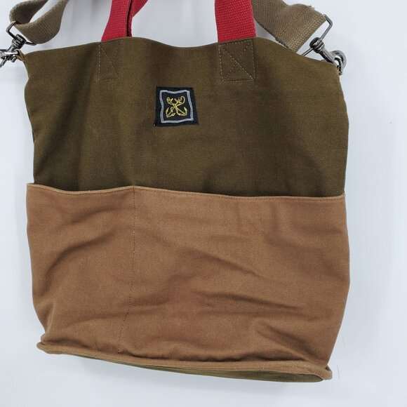 Urban Outfitters Army Green Nautical Anchor Patch Red Strap Shoulder Bag Purse - Picture 2 of 10